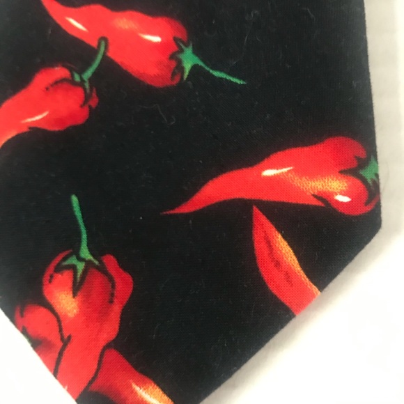 Tie Red Hot Chile Peppers on Black Cotton by Dem Crazy - Picture 5 of 10